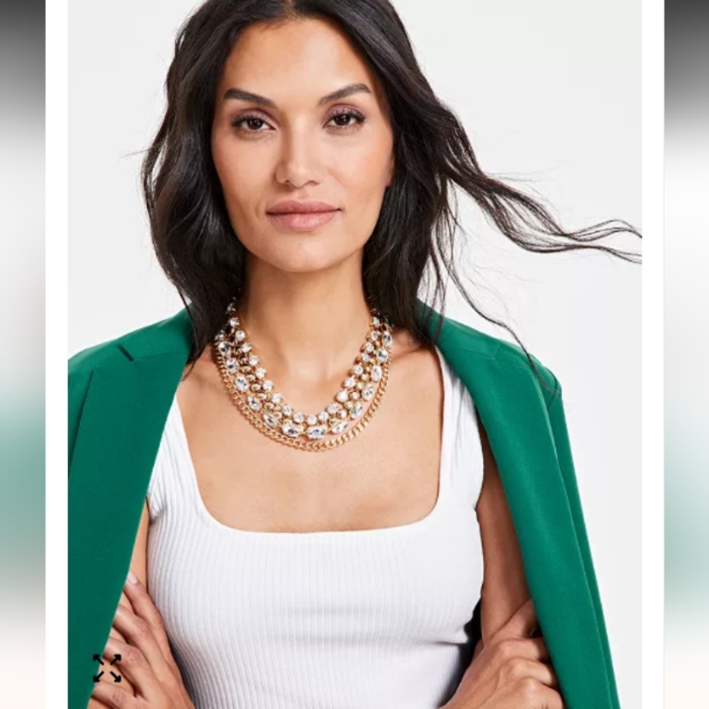 INC Macy's  #039 Double Heart 18" Lariat Necklace